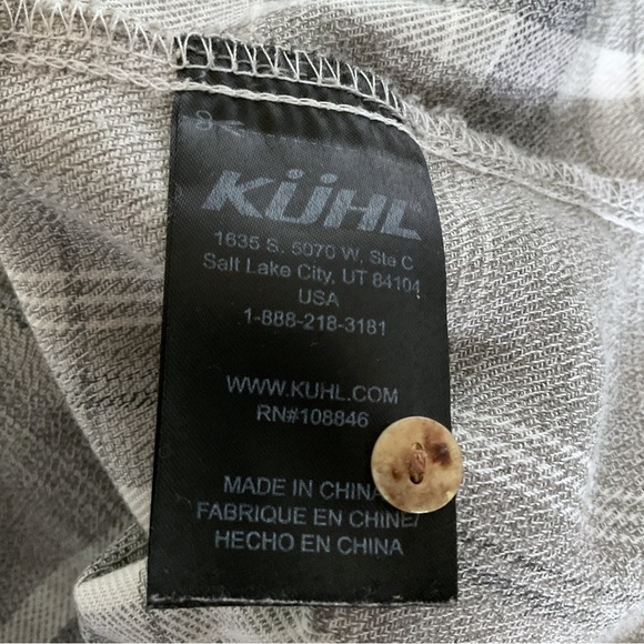 Kuhl Womens Plaid Flannel Shirt Sz XL Button Down Long Sleeve Gray Grunge - Picture 12 of 13